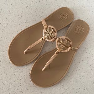 Tory Burch Mini Miller Nude Jelly Patent Pool Sandal Slide